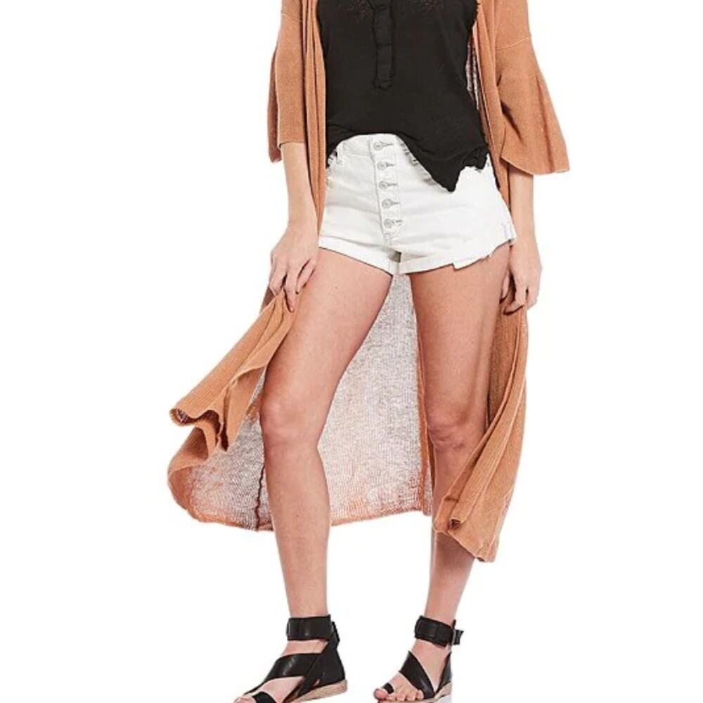 Free People Romeo Rolled Cut-Off Distressed White Denim Shorts | Sz 30 NWT - Picture 2 of 5